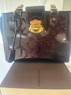 Louis Vuitton Patent Vernis Satchel in Deep Bordeaux Shine